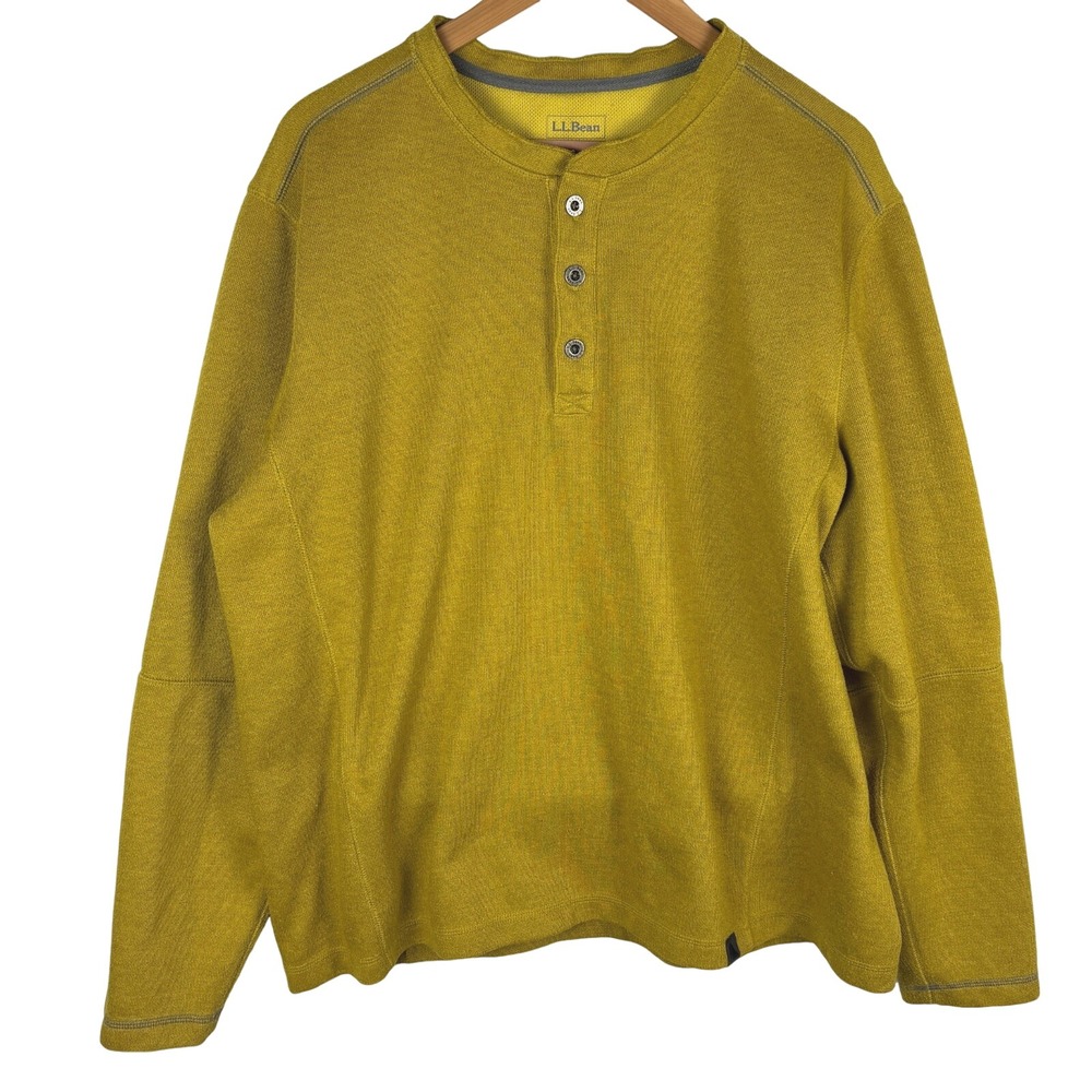 LL Bean Mens Long Sleeve Henley Shirt Sz‎ XL Hiking Camping Outdoor Heavyweight